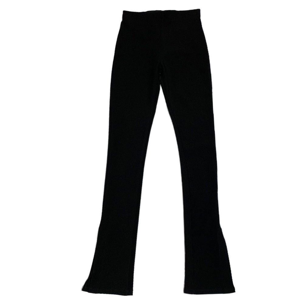 NWOT ZaraBlack High Waisted Textured  Flare Skinny Pants Side Slits Size Small